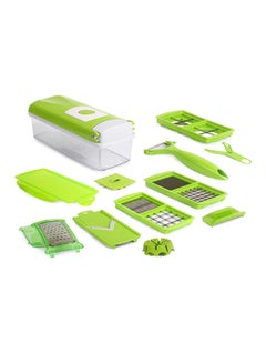 Buy 11-Piece Fruit And Vegetable Chopper And Slicer Set Green in UAE