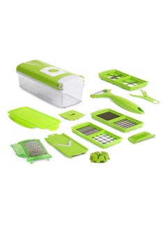 Buy 11-Piece Fruit And Vegetable Chopper And Slicer Set Green in UAE