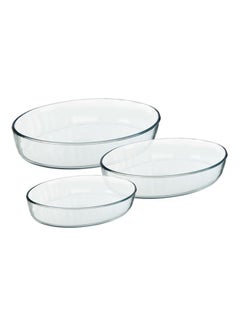 Buy 3-Piece Oven Dish Set Clear in Saudi Arabia