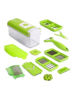 Buy 11-Piece Fruit And Vegetable Chopper And Slicer Set Green/White in Saudi Arabia