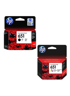 Buy 2-Piece 651 Inkjet Cartridge Set Black/Tri-colour in UAE