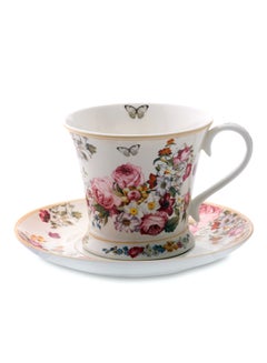 Buy Blooming Opulence Tea Cup And Saucer Multicolour 180ml in UAE