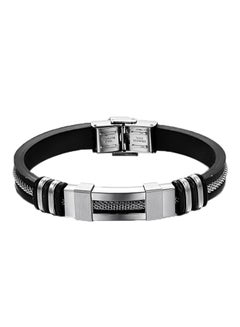 Buy Titanium Steel Silicone Leather Bracelet in UAE