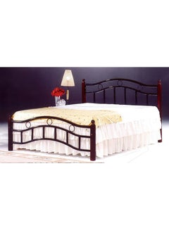 Buy Wooden And Steel Bed With Medical Mattress Brown King in UAE