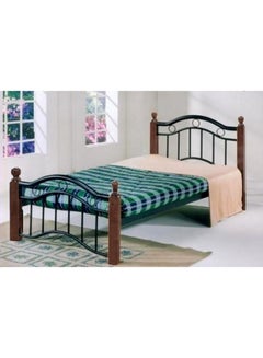 Buy Wooden And Metal Bed With Mattress Brown Single in UAE