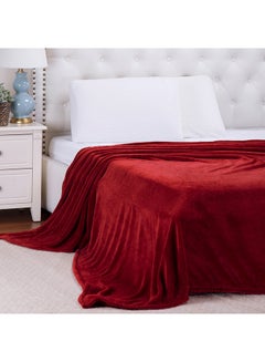 Buy Melow Flannel Fleece Throw Blanket Polyester Maroon 150x210cm in UAE