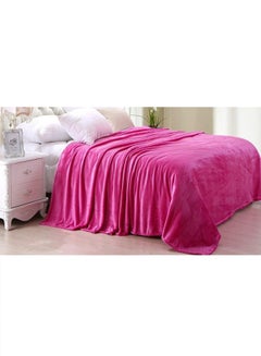 Buy Melow Flannel Fleece Throw Blanket Polyester Pink 195x215centimeter in UAE
