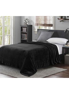 Buy Melow Flannel Fleece Throw Blanket Polyester Black 195x215centimeter in UAE