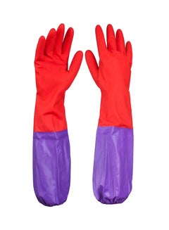 Buy Waterproof Long Sleeves Latex Gloves Purple/Red 50centimeter in UAE
