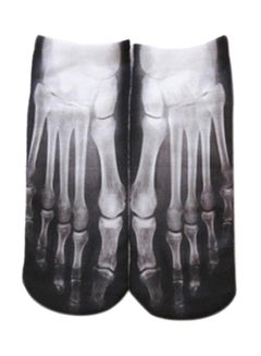 Buy 3D Printed Low Cut Ankle Socks Black/White in Saudi Arabia
