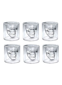 Buy 6-Piece Skull Shot Glass Set Clear 75ml in UAE