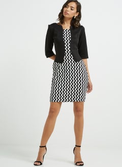 Buy Symmetrical Pattern Mini Dress Black in UAE