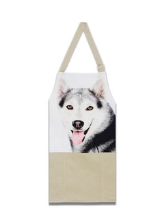 Buy Dog Face Digital Printed Cooking Apron White/Beige/Black 27x22inch in Egypt