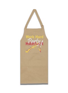 Buy Work Hard Party Harder Screen Printed Chef's Cooking Apron Beige 22x34inch in Egypt