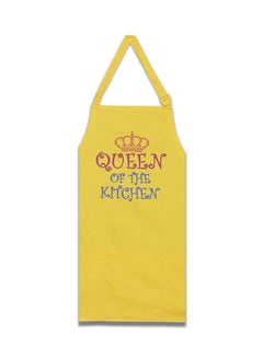 Buy Queen Of The Kitchen Printed Chef's Cooking Apron Yellow 31x26inch in Egypt