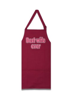 Buy Best Wife Ever Screen Printed Chef's Cooking Apron Burgundy 22x34inch in Egypt