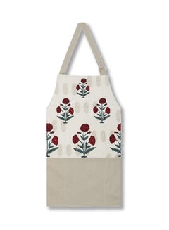 Buy Floral Printed Cooking Apron Multicolour 26x38inch in Egypt