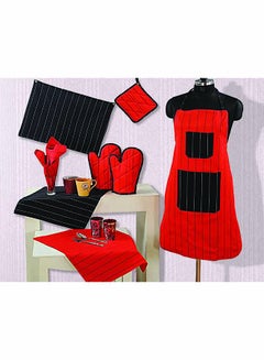 Buy 8-Piece Chef's Apron Set Red/Black in Egypt