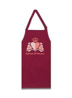 Buy Queen Of Hearts Printed Chef's Cooking Apron Burgundy/Pink 22x34inch in Egypt