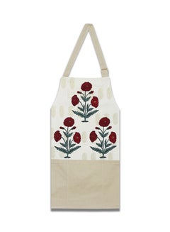 Buy Floral Printed Cooking Apron Multicolour 26x38inch in Egypt