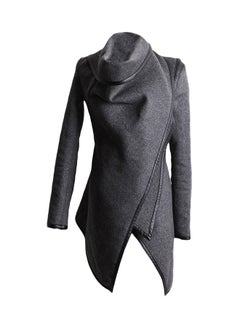 Buy Long Sleeve Trench Coat Grey in UAE