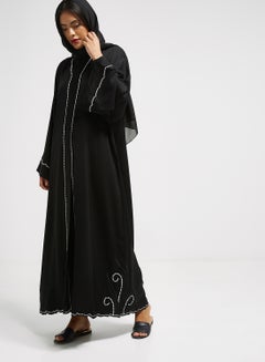 Buy Embroidered Abaya Black/White in UAE