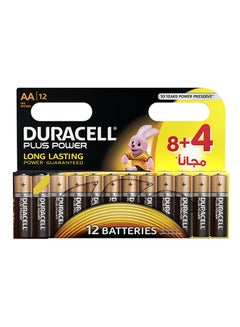 Buy Pack of 8+4 AA Plus Power Household Batteries Multicolour in UAE