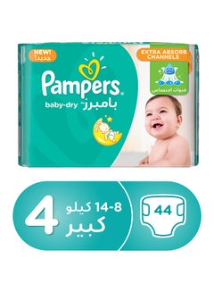 Buy New Baby-Dry, Size 4, 8-14 Kg, 44 Count in Saudi Arabia