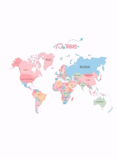 Buy World Map Learning Wall Sticker Multicolour 60x90centimeter in Saudi Arabia