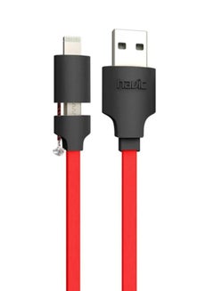 Buy 2 In 1 Micro USB And Lightning Cable Red/Black in UAE