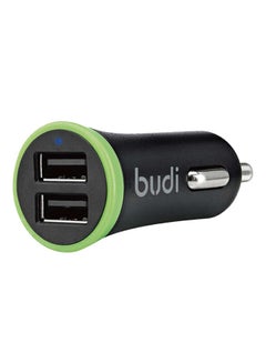 Buy Dual USB Port Car Charger With Type-C Cable Black/Green in UAE