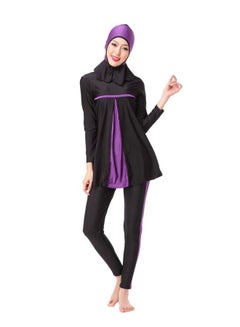 Buy Muslim Modest Burkinis Swimsuit Black/Purple in UAE