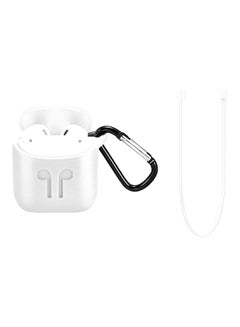 Buy Charging Cover Hanging Pouch Case For Apple AirPods With Lanyard White in UAE