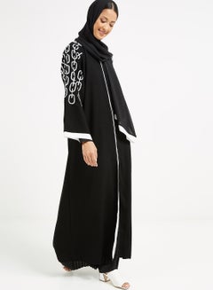 Buy Embroidered Detail Abaya Black in UAE