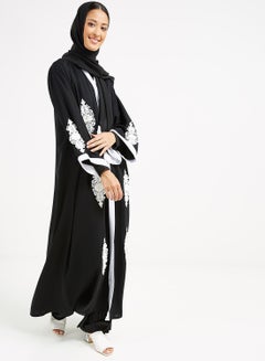 Buy Embroidered Detail Abaya Black in UAE