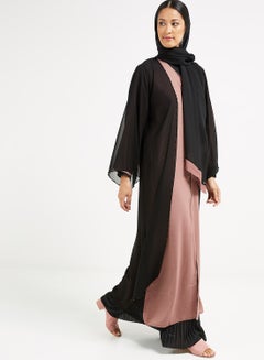 Buy Layered abaya Black/Peach in UAE