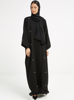 Buy Beaded Detail Abaya Black in UAE