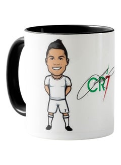 Buy Cristiano Ronaldo Caricature Printed Mug White & Black 11ounce in Saudi Arabia