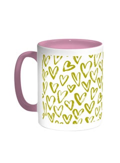 Buy Hearts Printed Coffee Mug Pink/White in Saudi Arabia