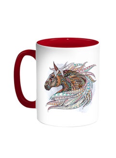 Buy Horse Drawing Printed Coffee Mug Red/White in Egypt