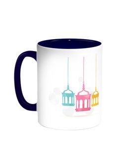 Buy Ramadan Lanterns Printed Coffee Mug Blue/White in Saudi Arabia