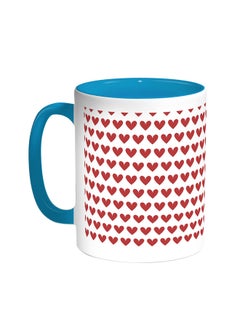 Buy Hearts Printed Coffee Mug Turquoise/White in Saudi Arabia