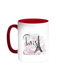 Buy Romantic - Eiffel Tower Printed Coffee Mug Red/White in Egypt