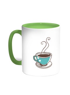 Buy A Cup Of Coffee Printed Coffee Mug Green/White in Saudi Arabia