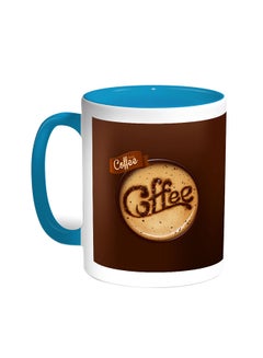 Buy Coffee Printed Coffee Mug Turquoise/White in Saudi Arabia
