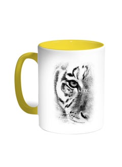 Buy Face Of A Tiger Printed Coffee Mug Yellow/White in Saudi Arabia