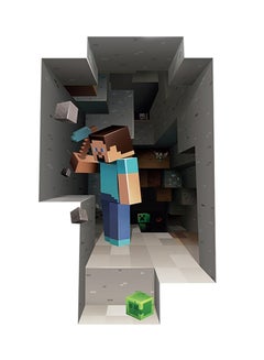 Buy 3D Minecraft Steve Mining PVC Wall Sticker Grey/Blue 79x44centimeter in Saudi Arabia