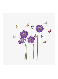 Buy Floral Wall Sticker Purple/Green 80x100centimeter in Saudi Arabia