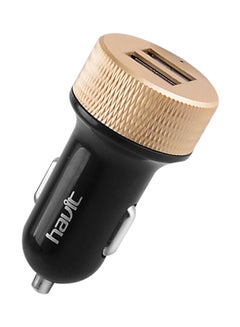 Buy Dual USB Port Car Charger Black/Gold in UAE