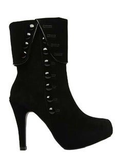 Buy Zippered Closure High Heels Boots Black in UAE